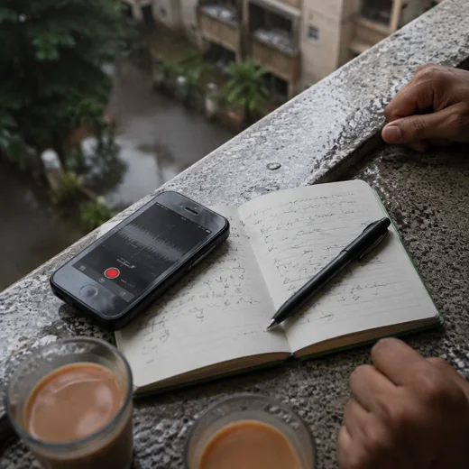 A voice note and field notebook used to record a resident concern